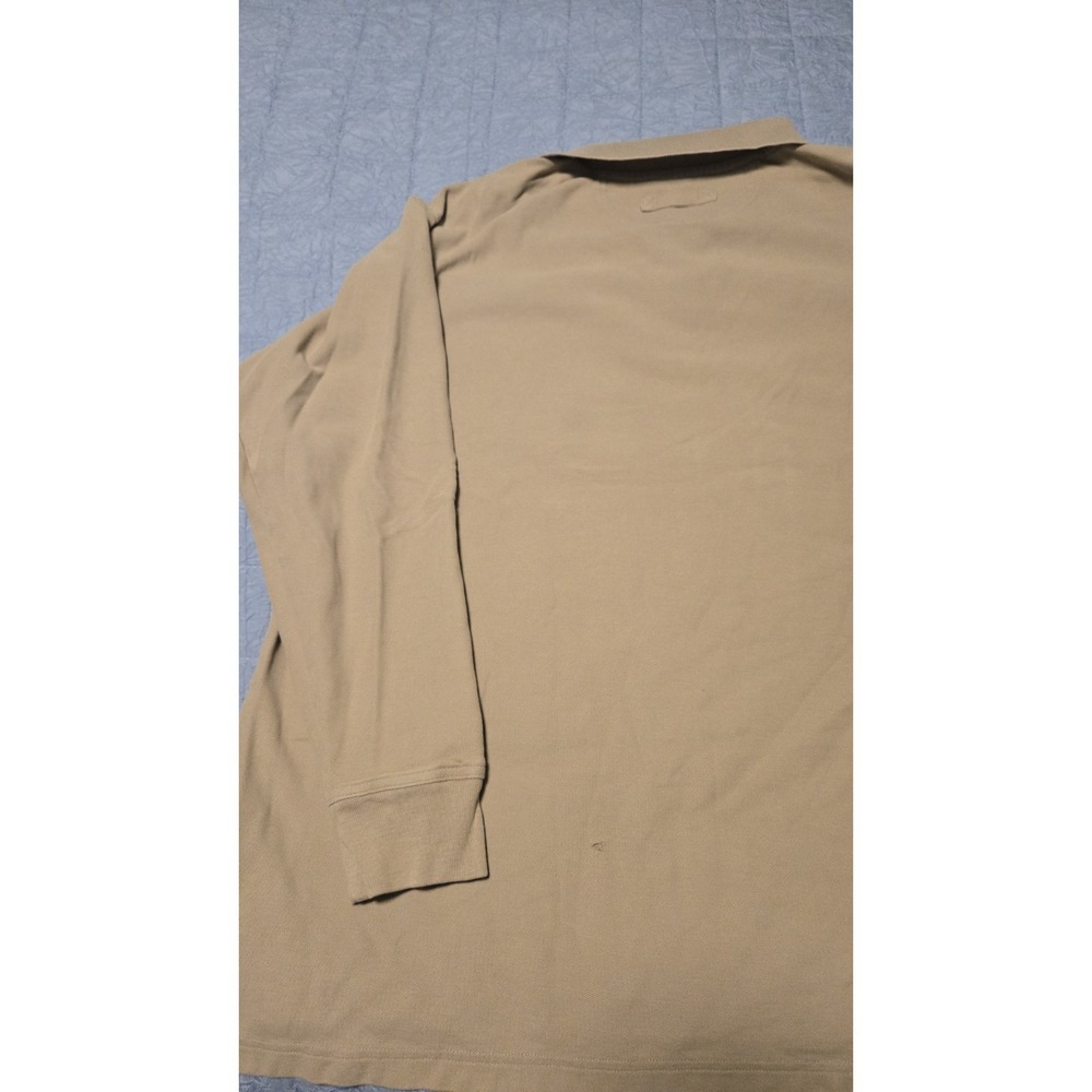 Duluth Trading Co Mens Long Sleeve Polo Shirt XL Tan Cotton Pocket Pin Hole - Picture 5 of 6